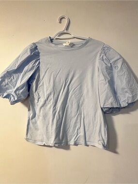 H&M Light Blue Puff Sleeve Tee